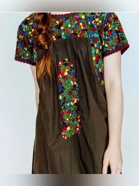 Sister Mary Mexican Embroidered Dress.Size S